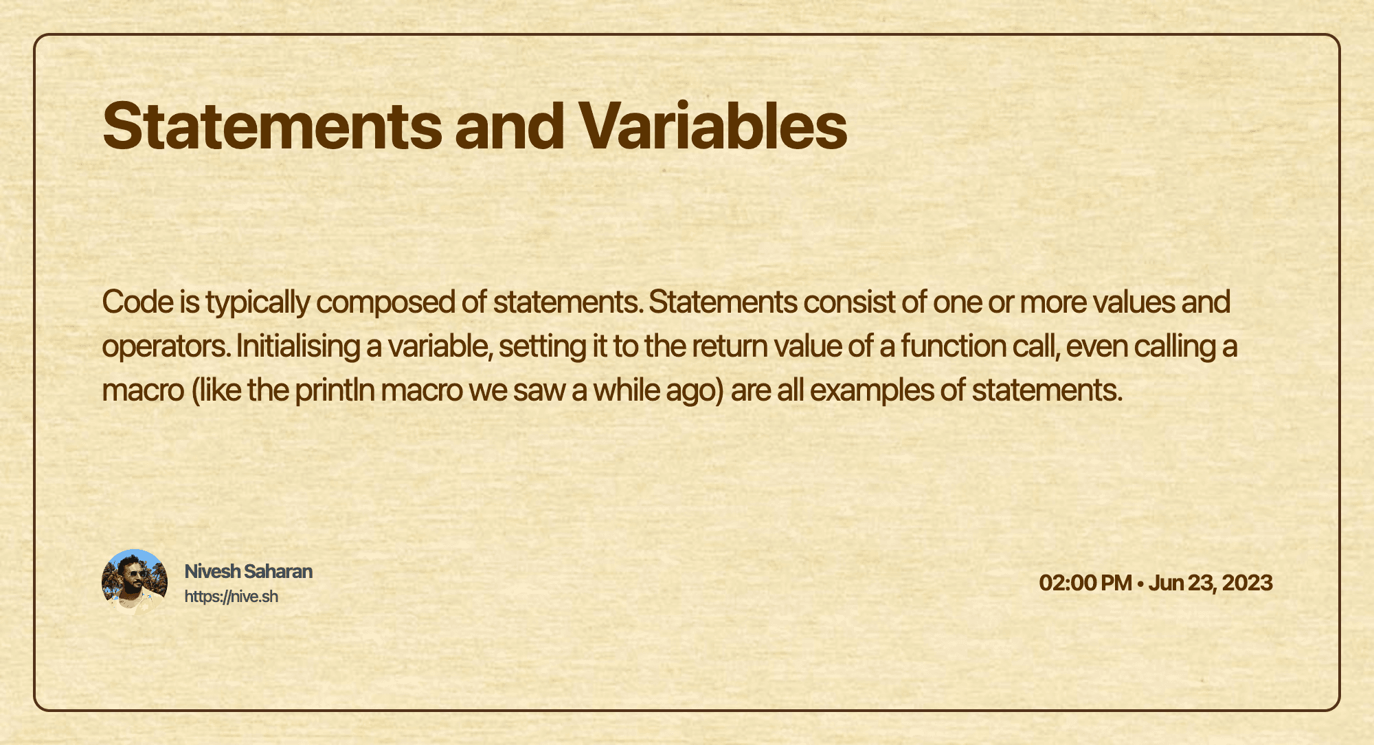 Statements and Variables