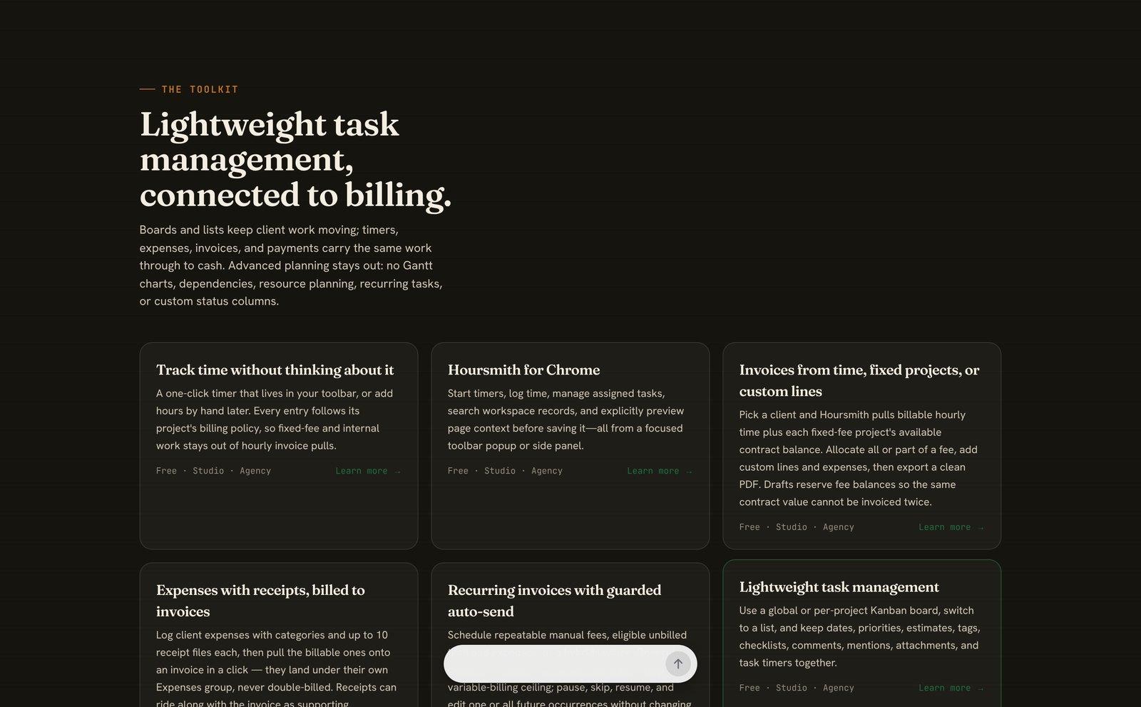 The toolkit: lightweight task management connected to billing