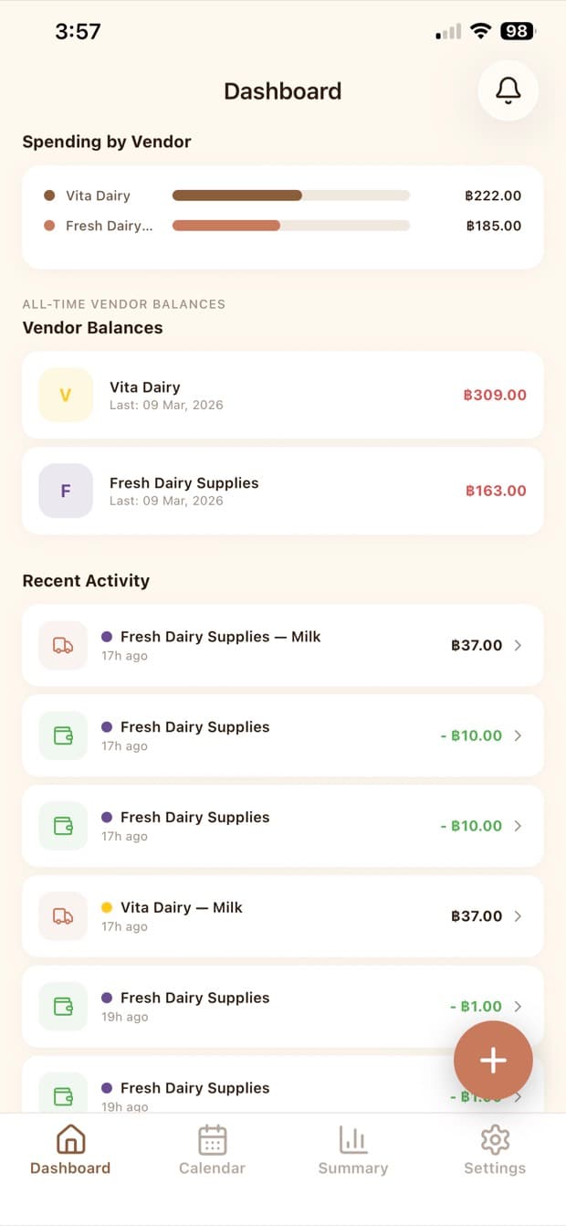 HouseBook recent activity screenshot